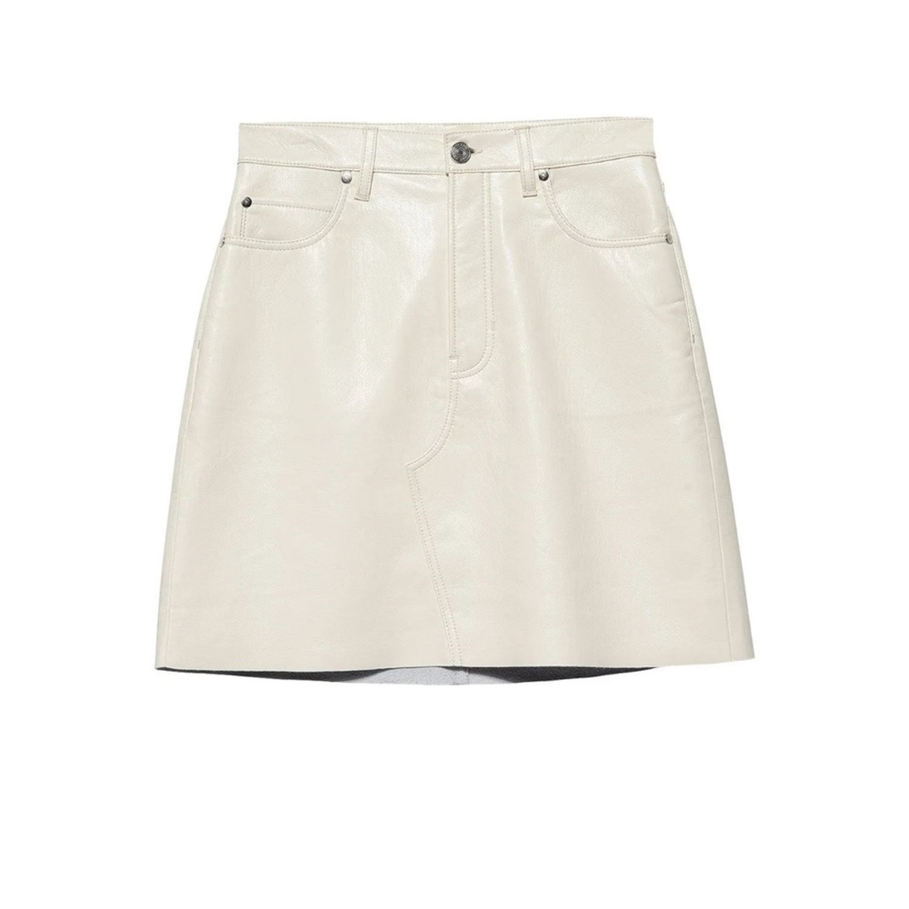 NWT - FRAME Leather skirt in Bone- New With Tags
